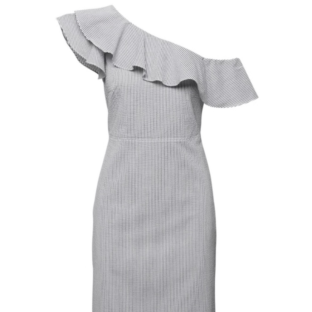Banana Republic One Shoulder Sheer-sucker dress